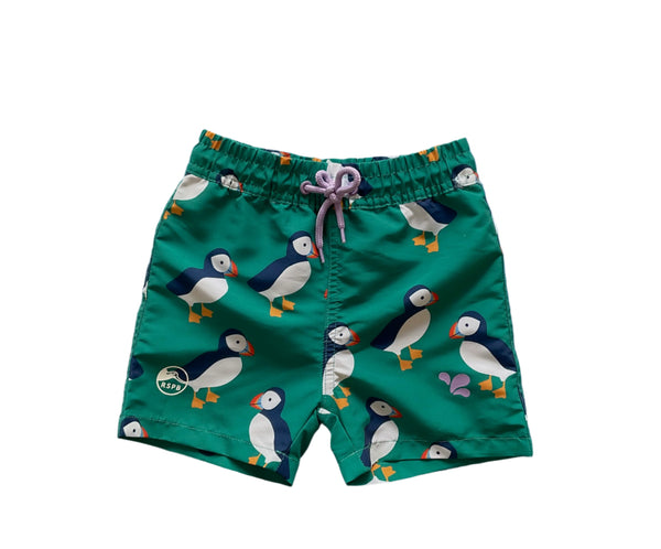Boardies in Green Puffin Print